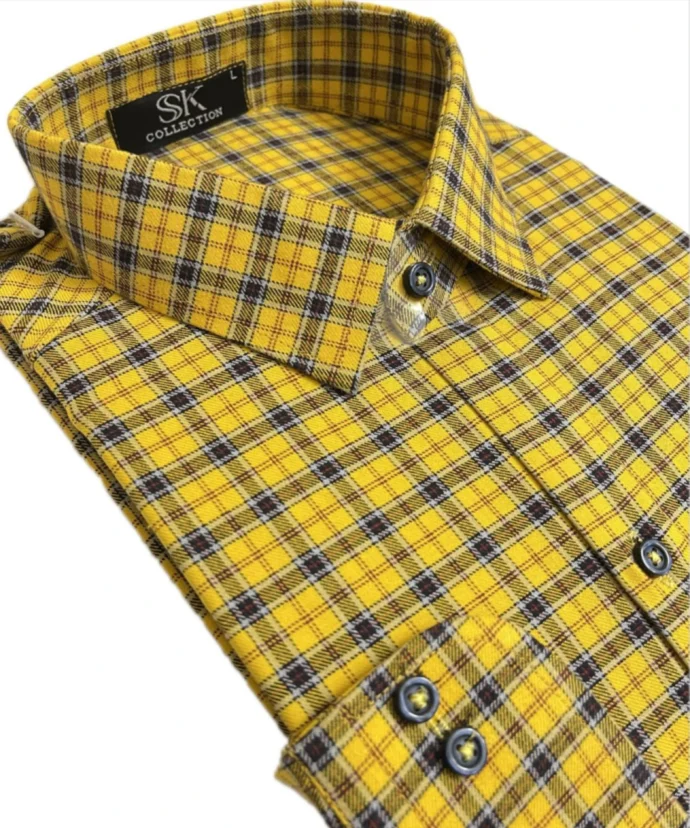 Vintage Ochre Checkered Shirt
